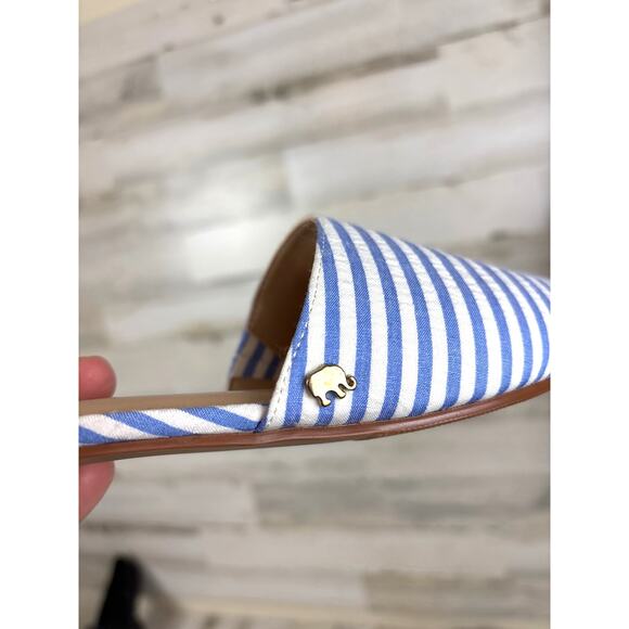 Crown & Ivy Women’s 8.5 Blue White Stripe Textile Slip On Loafer Mule Flats NEW - Picture 8 of 9